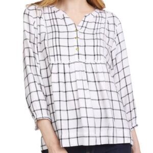 WRANGLER Ladies White Black Plaid Blouse Sz M (8-10) Popover Tunic Shirt Top NWT